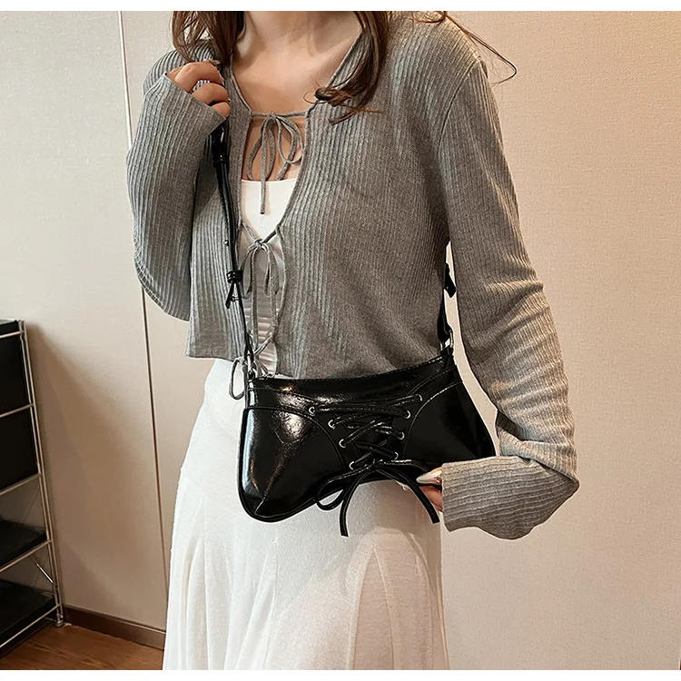 Lace UP Design Bow Hobos Torby na ramię Crossbody dla kobiet Torebki i portmonetki 2024 Nowe damskie torby kurierskie Wysoka jakość