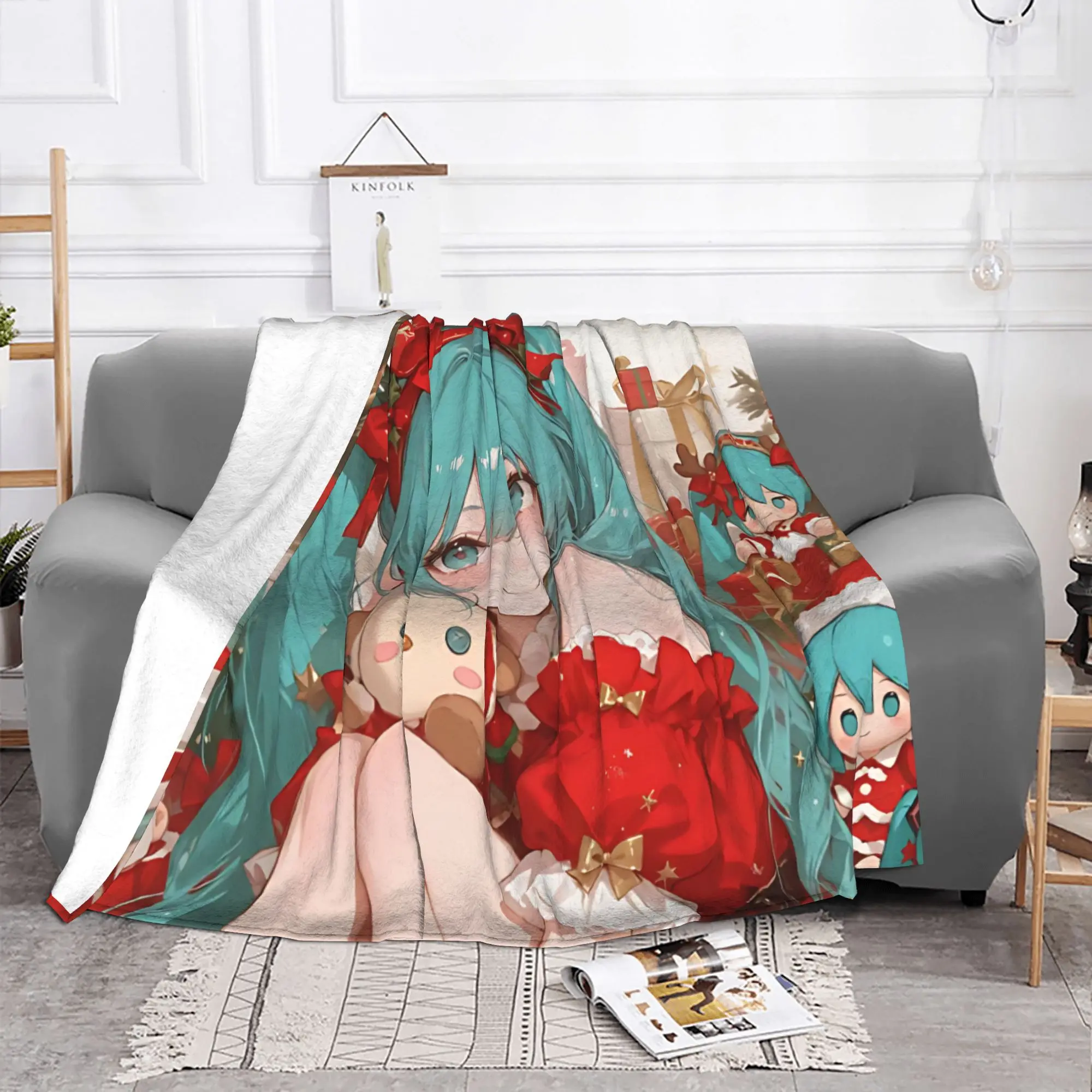 1PC Your Christmas Gift  Hatsune Miku  home room decorations Winter Blankets for Adults Bedding Home Interior Sofa Knee