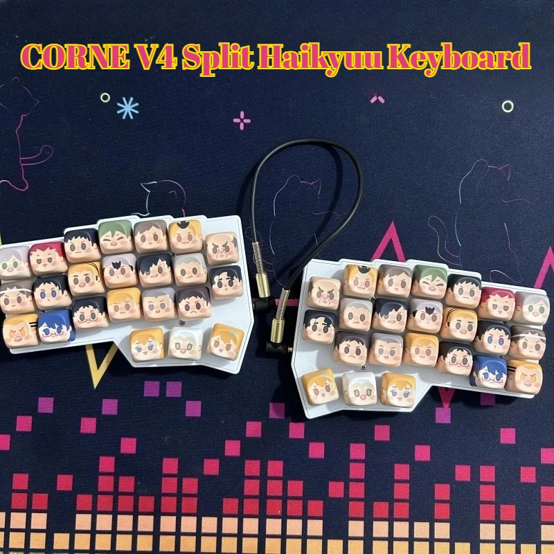 

CORNE V4 Разделенный ремень для клавиатуры Haikyuu Колпачки для клавиш Эргономика Механическая клавиатура MX с возможностью горячей замены Проводная RGB VIAL Пользовательские клавиатуры