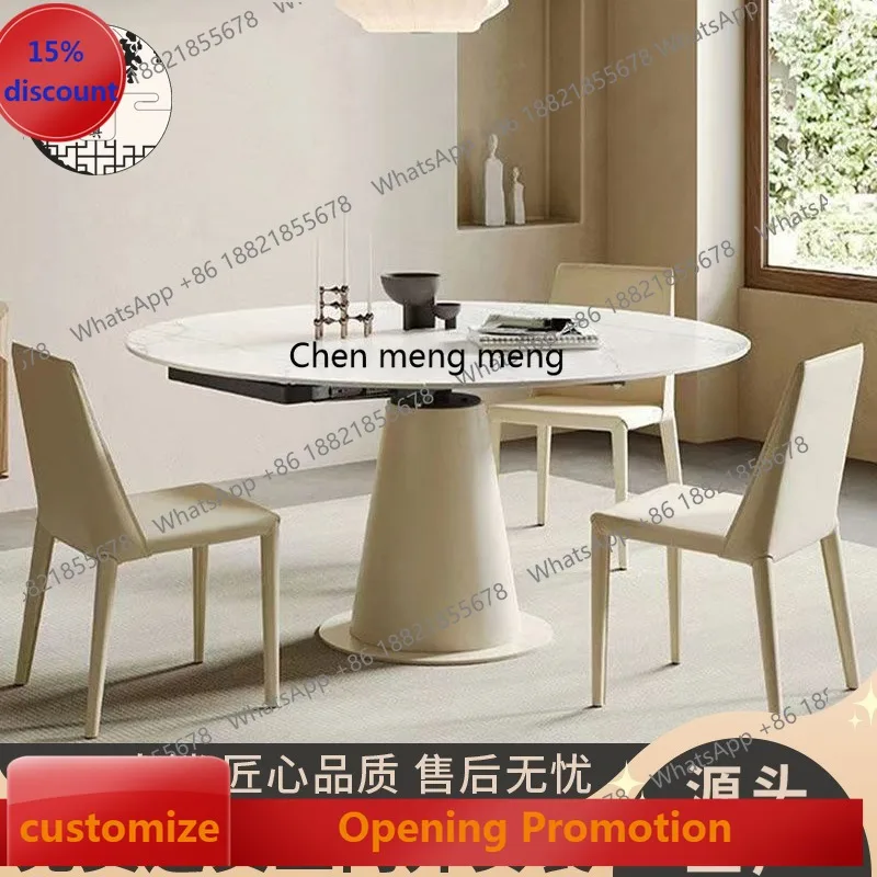 

Обеденный стол из чистого белого камня, квадратный и круглый вращающийся и выдвижной бытовой многофункциональный стол двойного назначения.