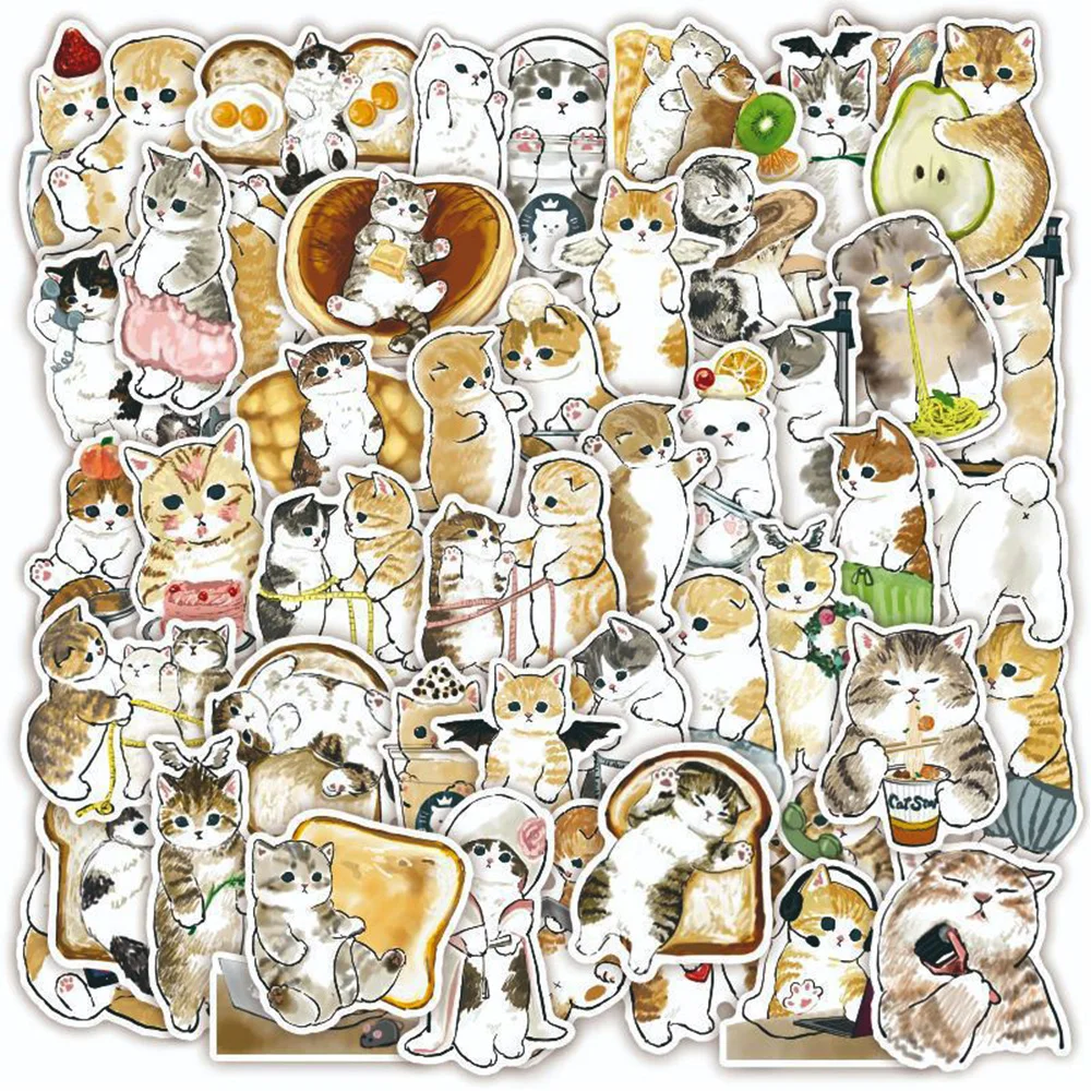 10/30/50pcs Kawaii Cat Cartoon Stickers Cute Meme Animal Decal Kids Toy for Scrapbook Laptop Guitar Suitcase PVC Funny Sticker