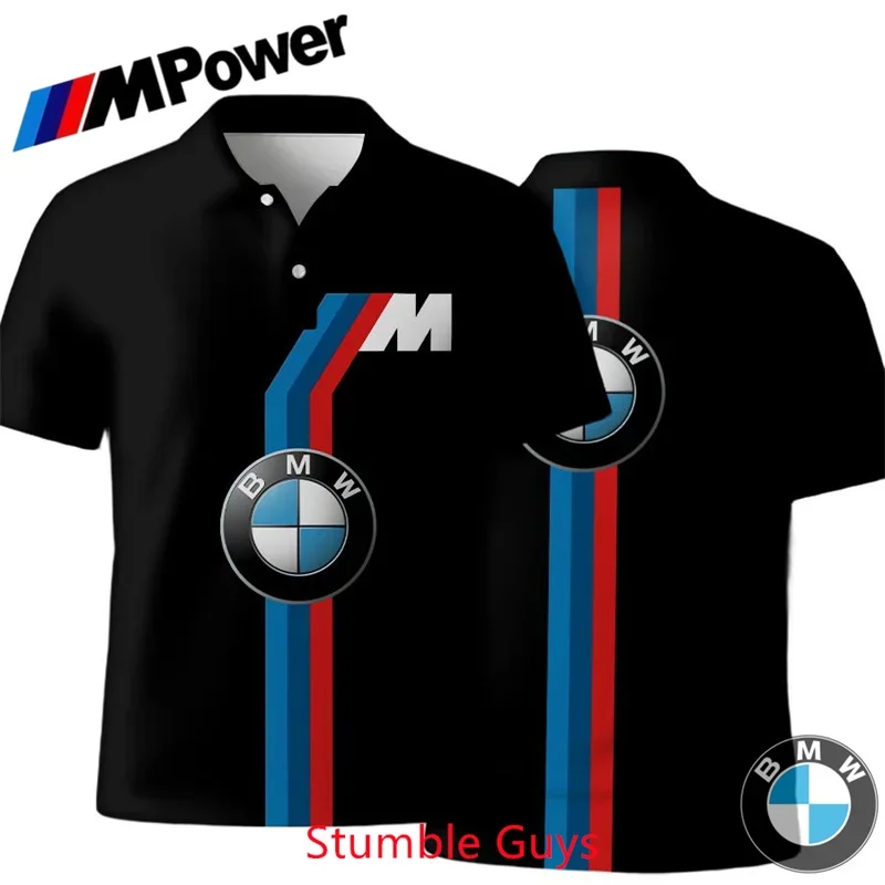 

BMW M Power Men's Summer Short Sleeve T-shirt Sports Motorcycle Racing Minimalist Polo Collar Plain Versatile Clothes