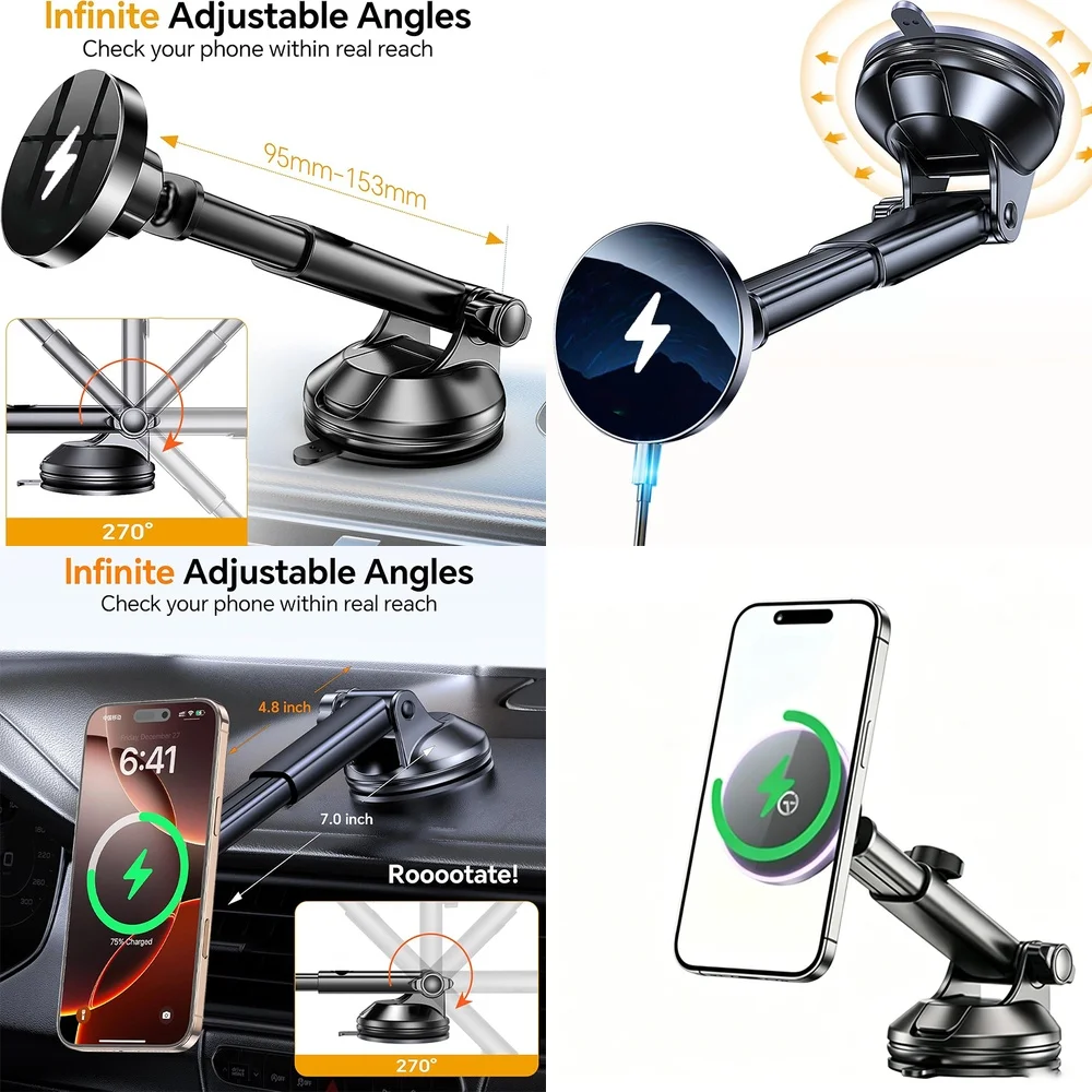 Hot Trending Product 2026 Consumer Electronics  Dashboard Car Phone Holder Magnetic Wireless Car Charger Adapters for iPhone