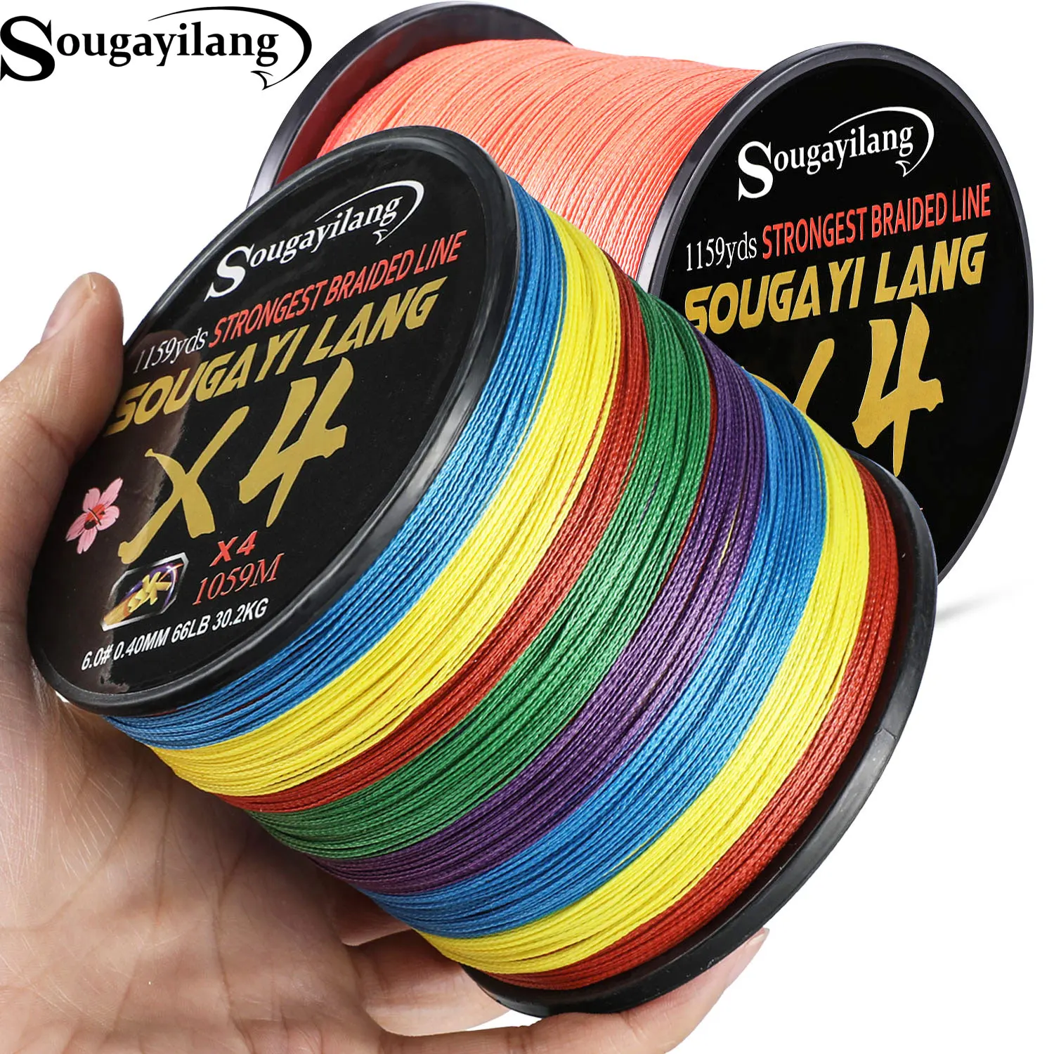 Sougayilang Braided Line 4X 100/300m 5 Colors Max Drag 66 LB Line Multifilament PE Line for Saltwater Sea Fishing Accessories