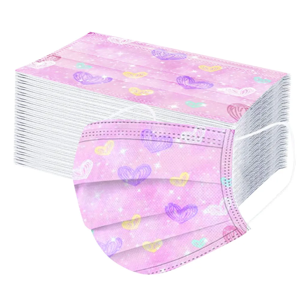 50 قطعة الأطفال التعادل صبغ مطبوعة قناع غير قابل لإعادة الاستخدام قناع الأطفال الوردي الكرتون اليومية في الهواء الطلق التنقل قناع الموضة الشعبية #3