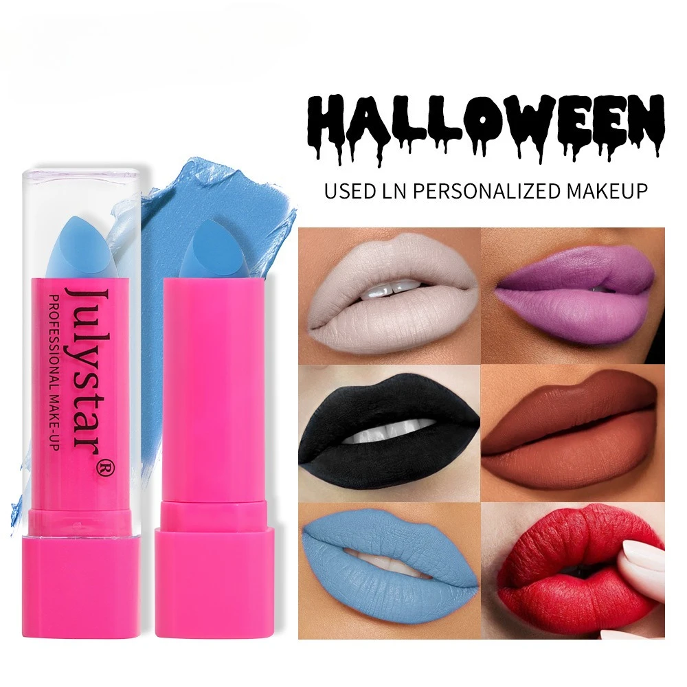 

Матовая губная помада на Хэллоуин, одноцветная, с натуральной отделкой, устойчивая к переносу, долговечная, для костюмированной вечеринки, макияжа, корейской красоты