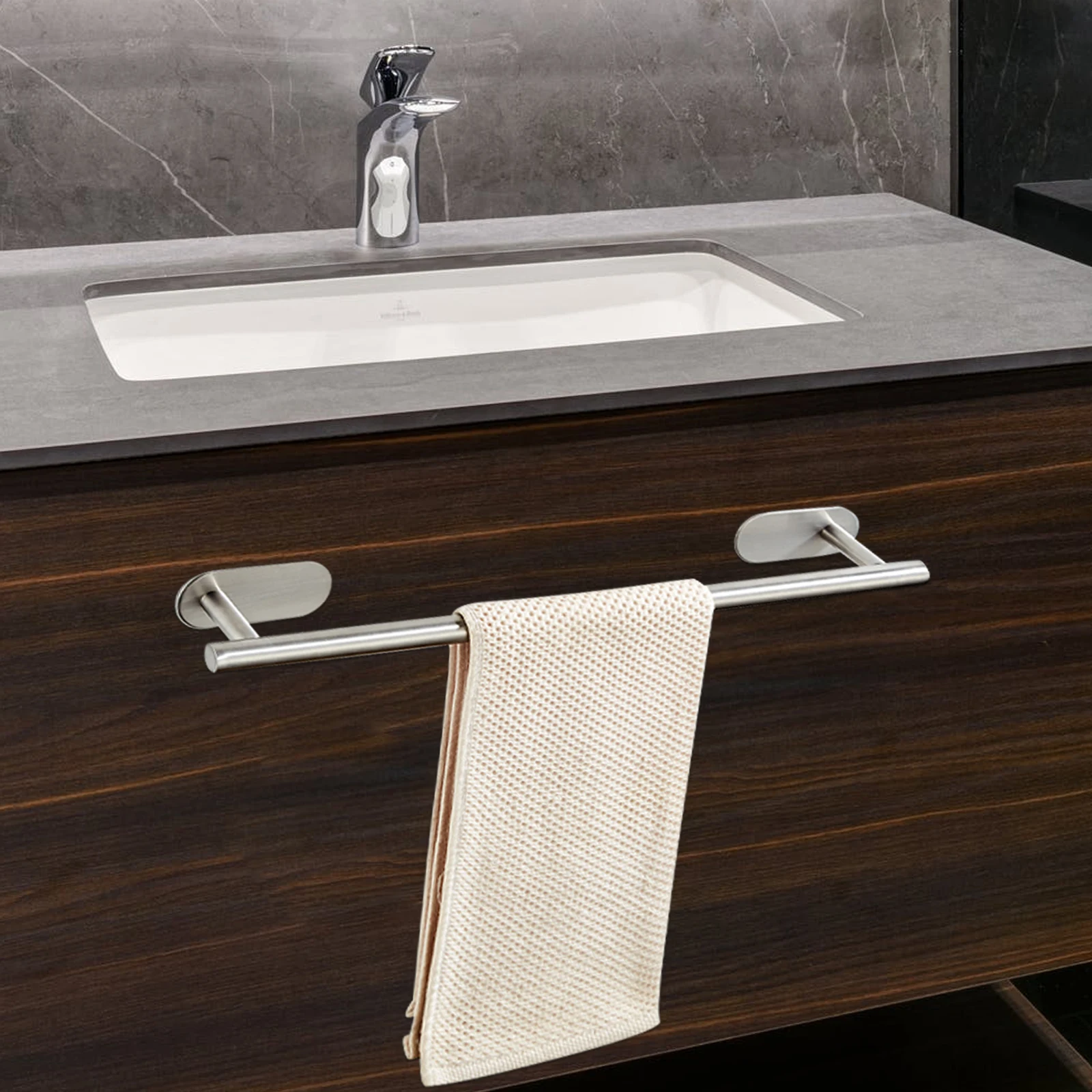 

Stainless Steel Towel Mounted Bathroom Kitchen Holder No Drilling Corrosion Resistant Modern Design Towel Bar Closet