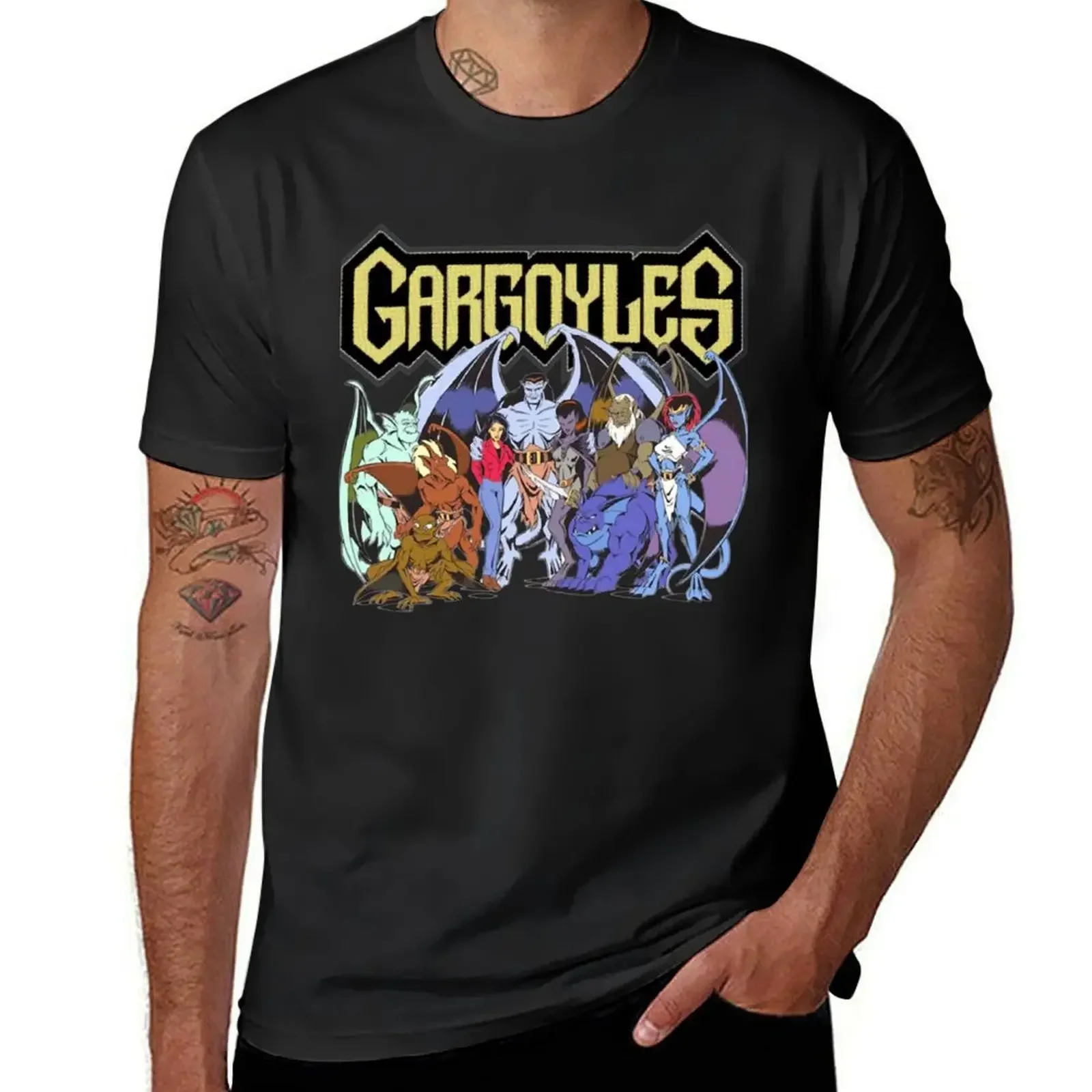 Gargoyles The Origin T-shirt Harajuku Men Clothing Streetwear Customs Anime Tops Vintage Mens Vintage T Shirts Graphic Funny