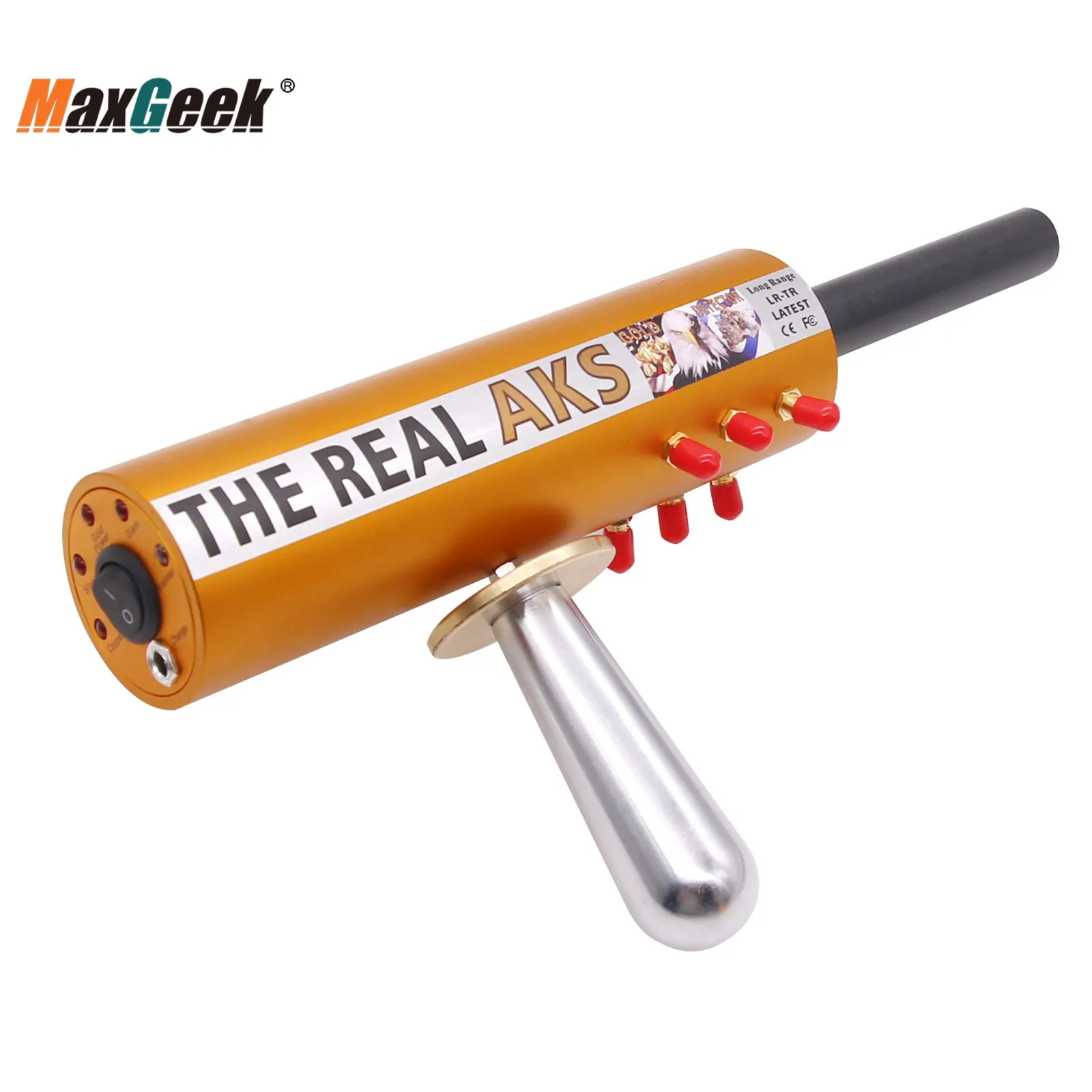 Imagem -04 - Maxgeek o Real Aks Detector de Metais Profissional de Longa Distância Antenas Subterrâneo Detector de Ouro Faixa de Pesquisa 1200m Profundidade 14m