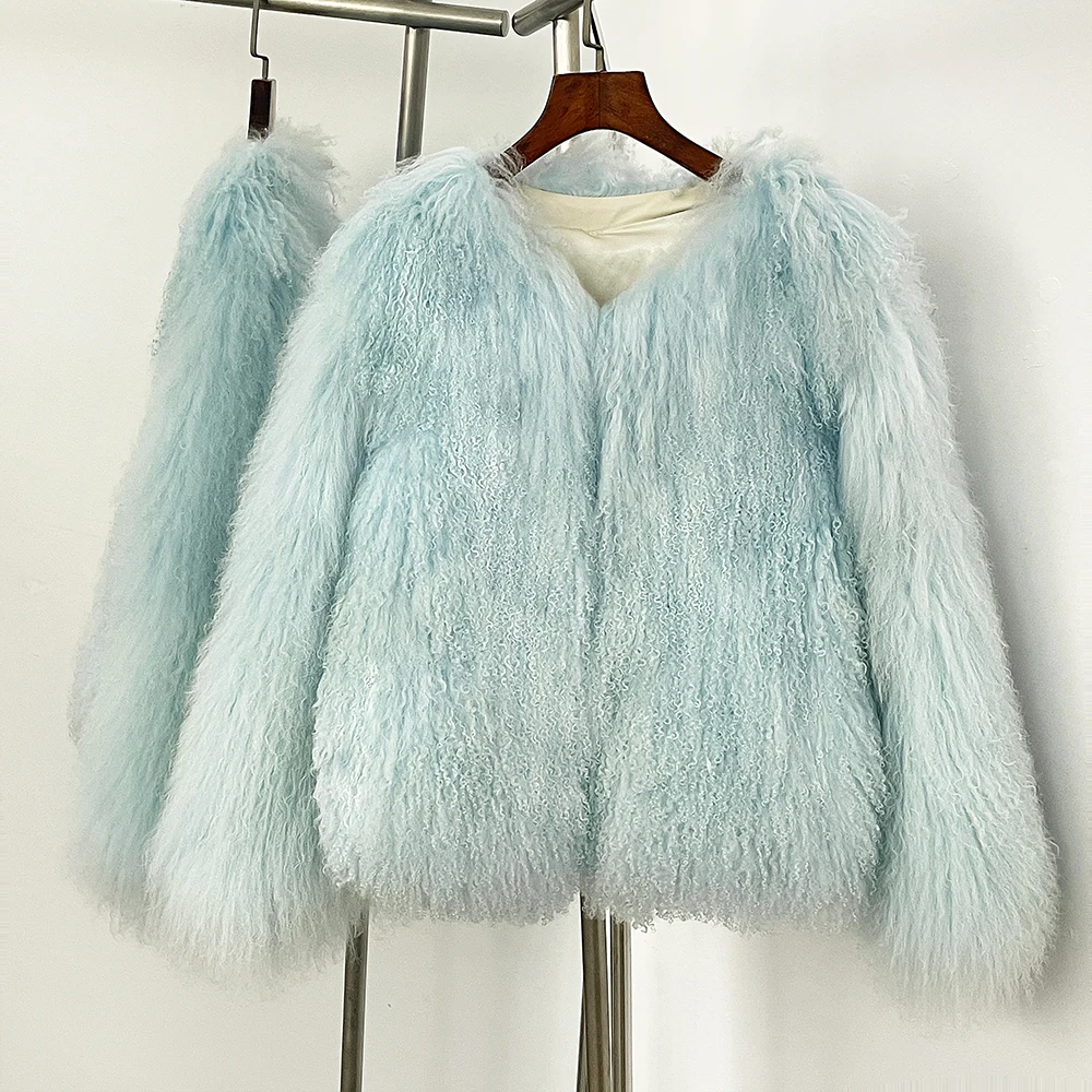 Reality Fur Women Real Mongolia Sheep Fur Jacket Autumn Winter Lady Real Fur Jacket Female Warm Outerwear American Style New5