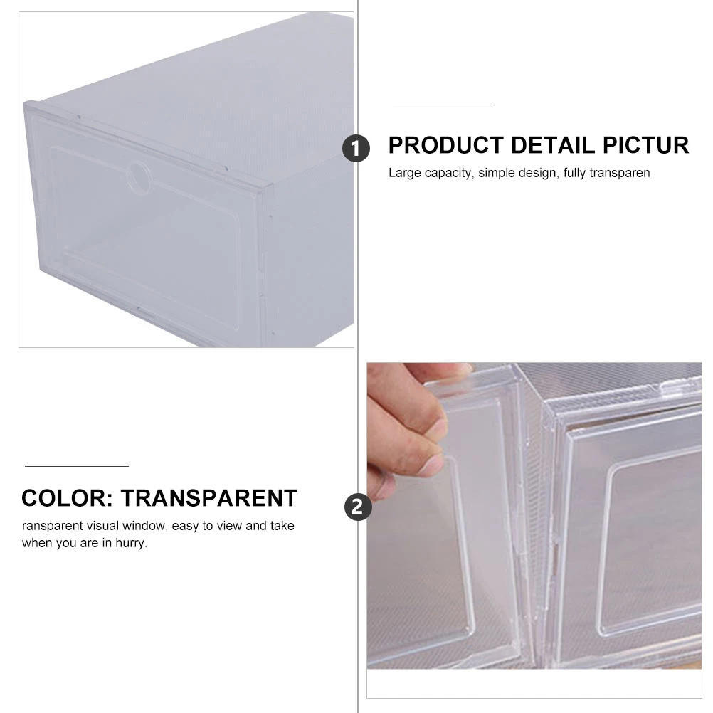 

6 Pcs Transparent Shoe Box Large Capacity Storage Case Plastic Shoes Organizer Foldable