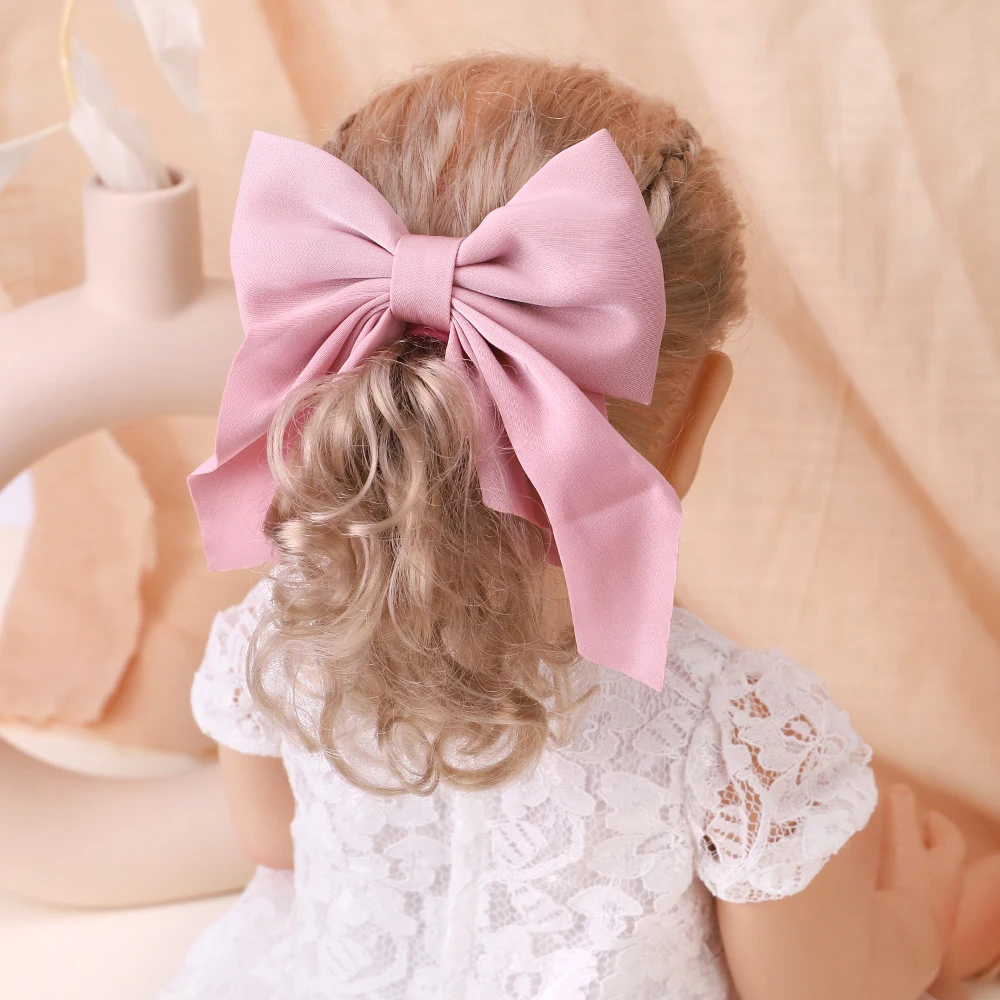 2Pcs/Set Sweet Ribbon Bows Hair Clips Fashion Solid Clip Hairpins Retro Barrettes with Clips Kids Girls Hair Accessories Gifts