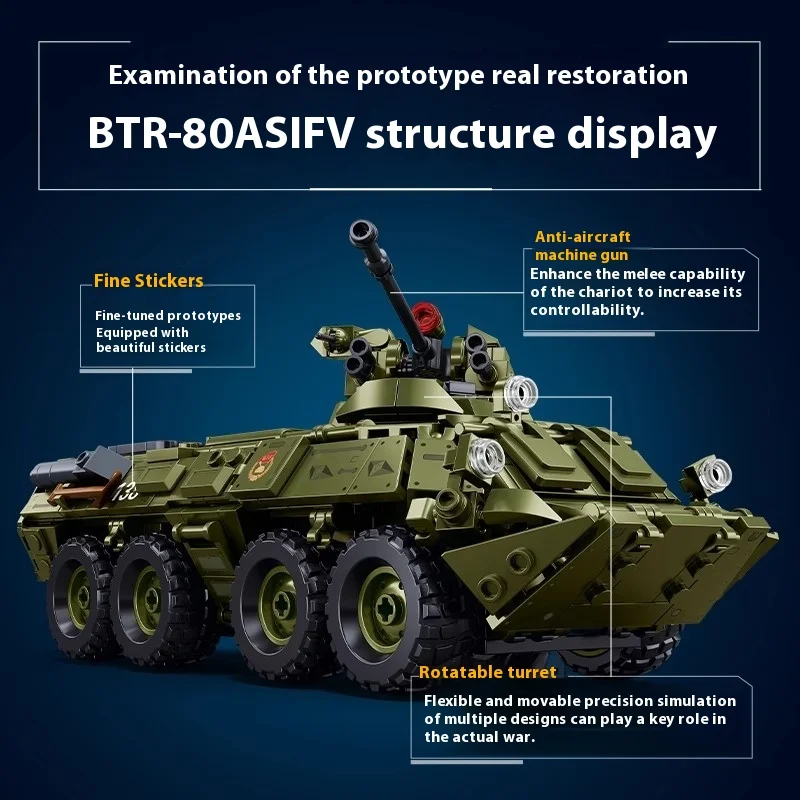 Sluban Military Tank Model Kit Combat Engineering Toy with Movable Turret STEM Project for Boys Collection Display kids gift