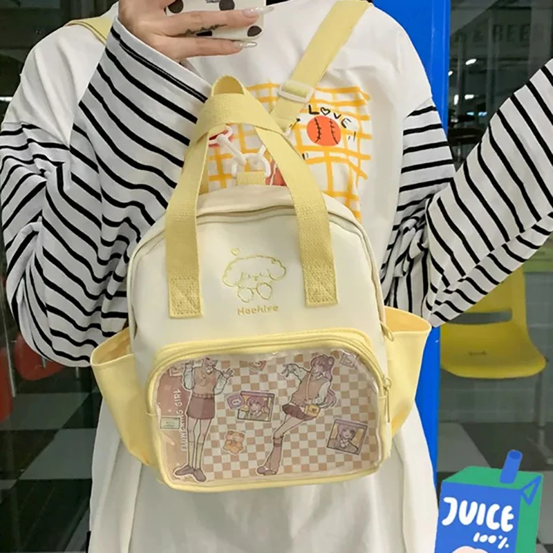 Richme Kawaii Backpacks Women Small Capacity Cartoon Dog Embroidered Mochilas Para Mujer Transparent DIY Doll Show Bag Female