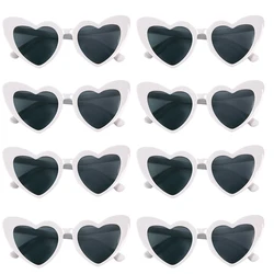 8Pcs Fashion Heart Shaped Sunglasses Black White Eyewear Wedding Birthday Valentine’s Day Bachelorette Party Gift Supplies
