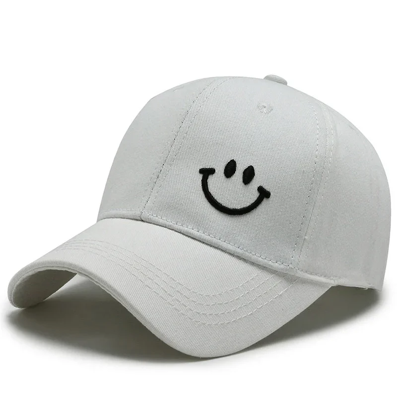 Smiling Baseball Cap for Women Men Adjustable Low Profile Unstructured Cotton Dad Hat Fishing Hat Smile Face Embroidery Cap