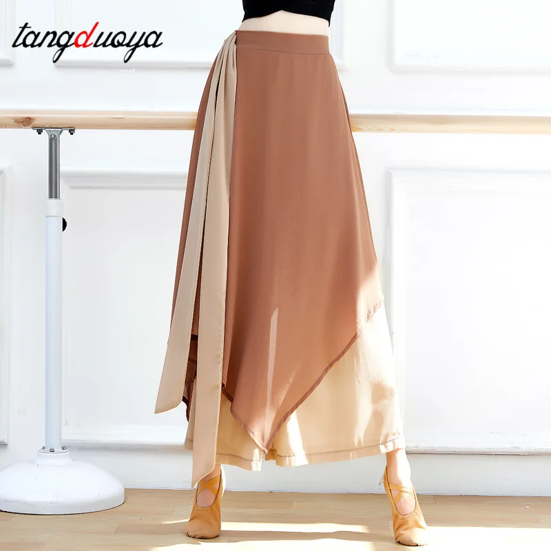 سراويل الرقص الكلاسيكية النسائية الأنيقة فضفاضة واسعة الساق السراويل الصينية الشعبية DanceLoose الشيفون الشريط السراويل ممارسة الرقص السراويل #3