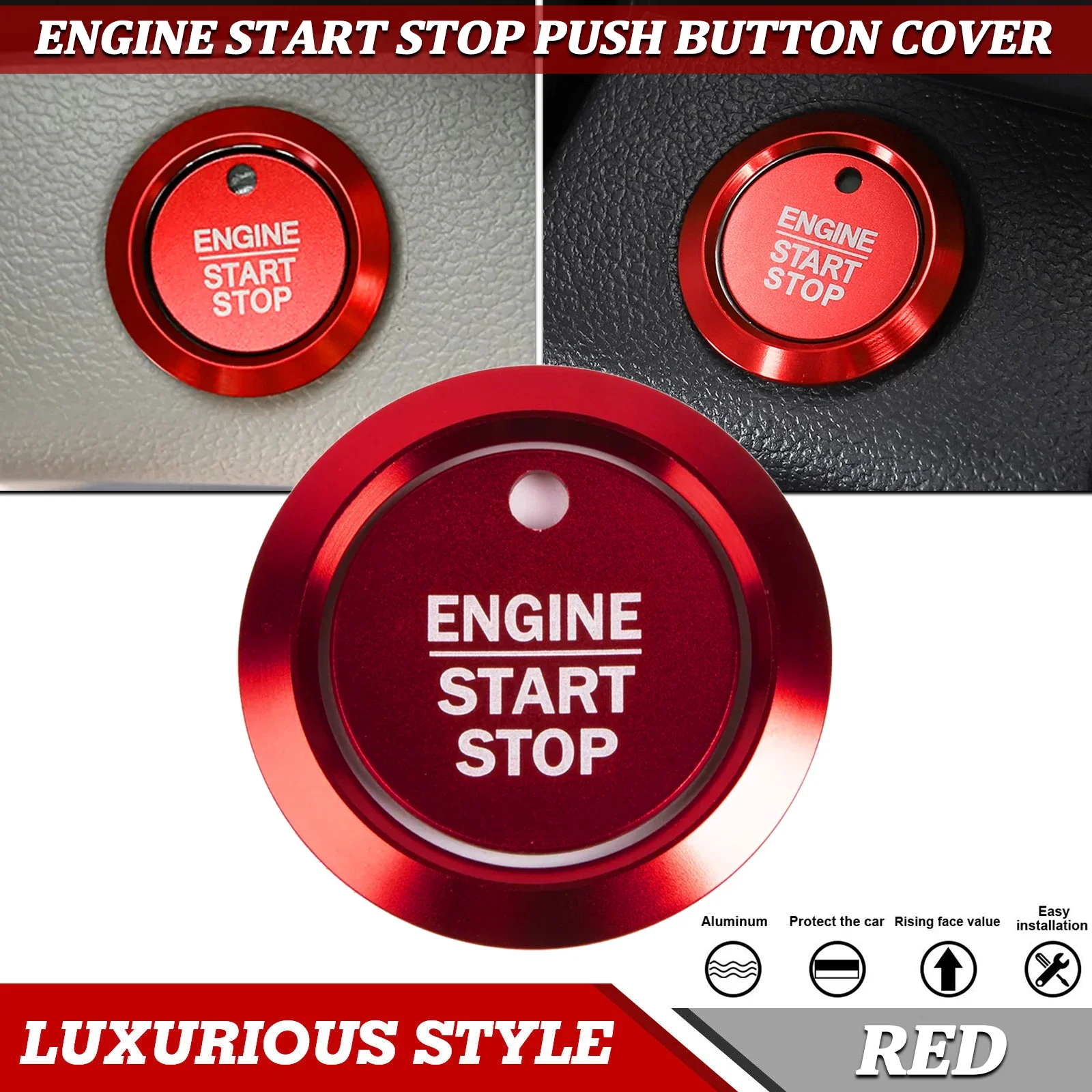 

Накладка на кнопку запуска/остановки двигателя, декоративное кольцо зажигания, стайлинг-наклейка для Ford F150 F-150 2015-2020 2019 2018 2017 2016, красная