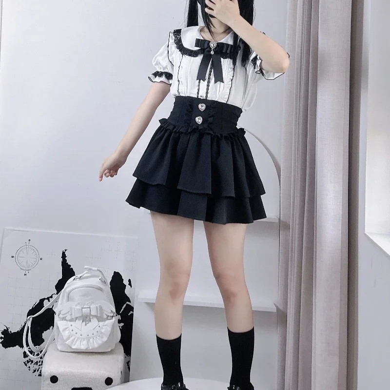 Японская милая клетчатая юбка в стиле Лолиты с оборками, пикантные вечерние кавайные милые мини-юбки для девочек Y2k, повседневные юбки трапециевидной формы, женские шикарные