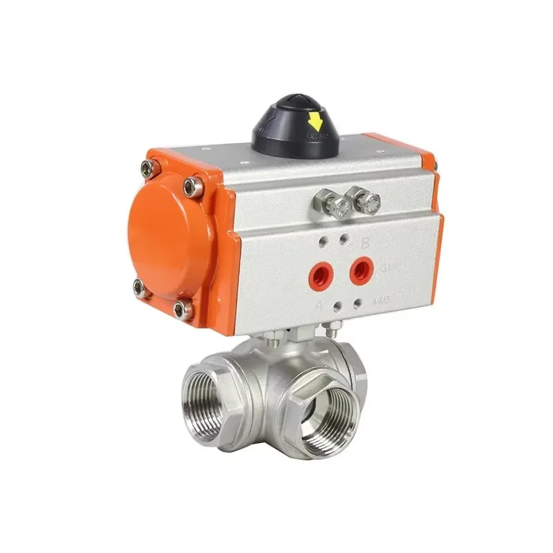 Wholesale DN20 High Pressure SS 304 Cf8m 1000wog Three Way L Port Pneumatic Actuator Ball Valve