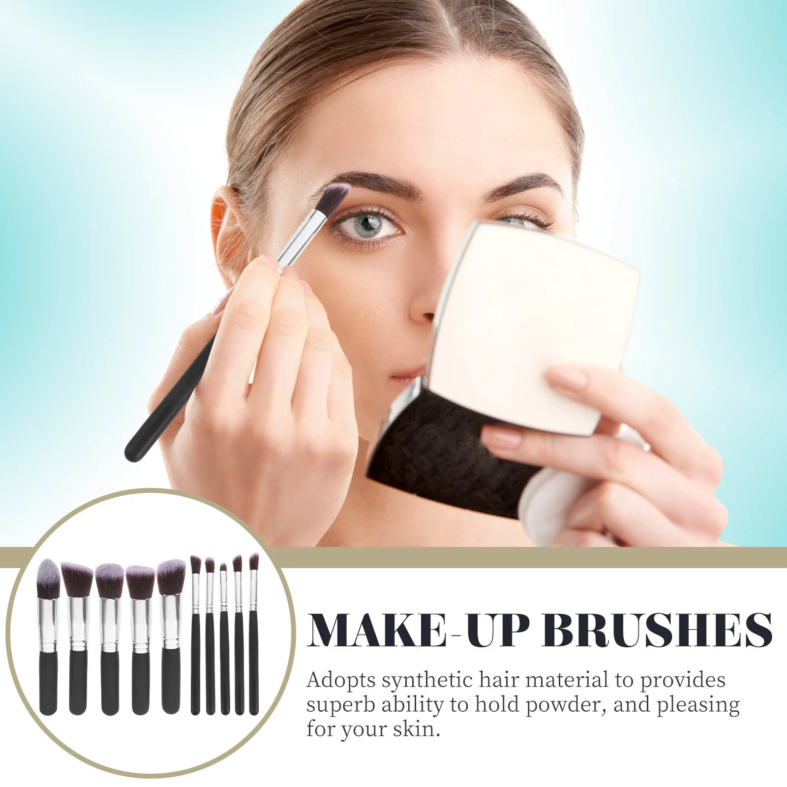 Juego de brochas de maquillaje, 10 Uds., brochas profesionales de fibra sintética de primera calidad, mango atrevido, base facial, mezcla, colorete, delineador de ojos