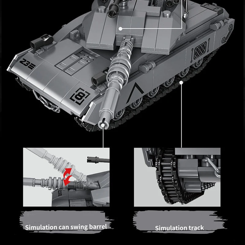 393 قطعة WW2 العسكرية سلاح الحرب MOC الرئيسية معركة دبابة نموذج اللبنات التقنية مركبة الطوب الاطفال اللعب هدية الكريسماس مجموعة