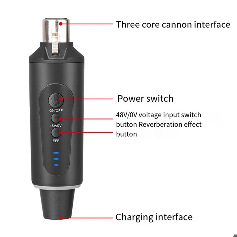 Top-New 2.4G XLR Microphone Wireless Transmitting & Receiving System Dynamic Condenser Microphone Reverberation Adjustment