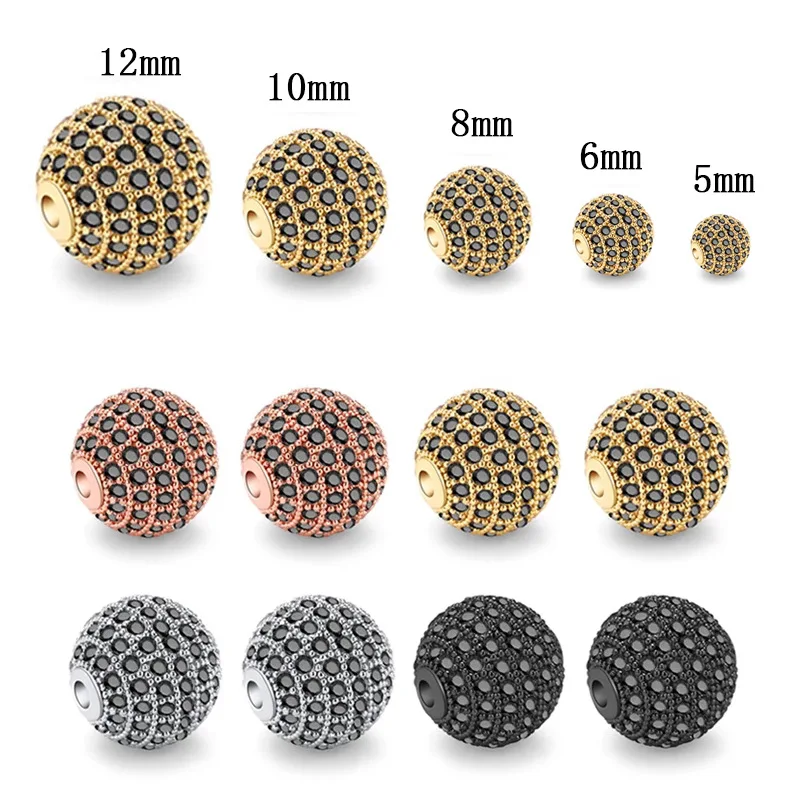 20/ bag Round Micro Pave Rhinestone CZ Charm Crystal Disco Ball Spacer Beads for Bracelets Jewelry Making