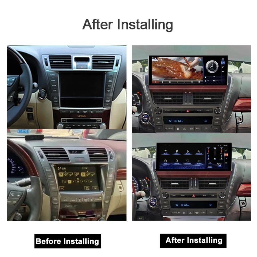 Carplay 6GB+128GB Auto Android 13 Car Radio GPS Player Navigation Bluetooth 1920*720 QLED Wifi For Lexus LS460 LS600 2006-2012