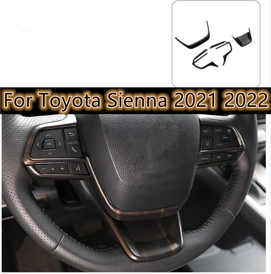 3pcs/set Wood Grain Interior Steering Wheel Cover Trim Car Decoration For Toyota Sienna 2021 2022