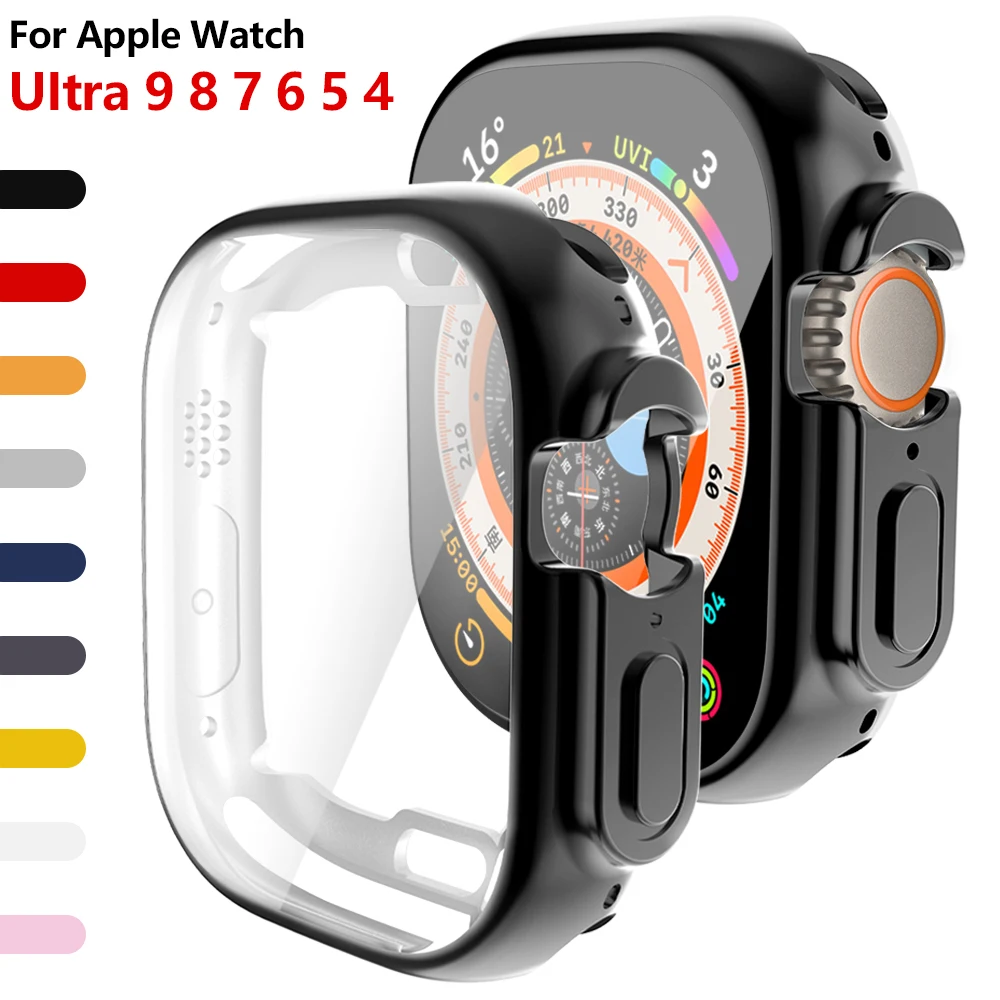 

360 Full Clear TPU Case for Apple Watch 9/8/7 Ultra 49MM Smartwatch Screen Protector for iWatch Protective Cover