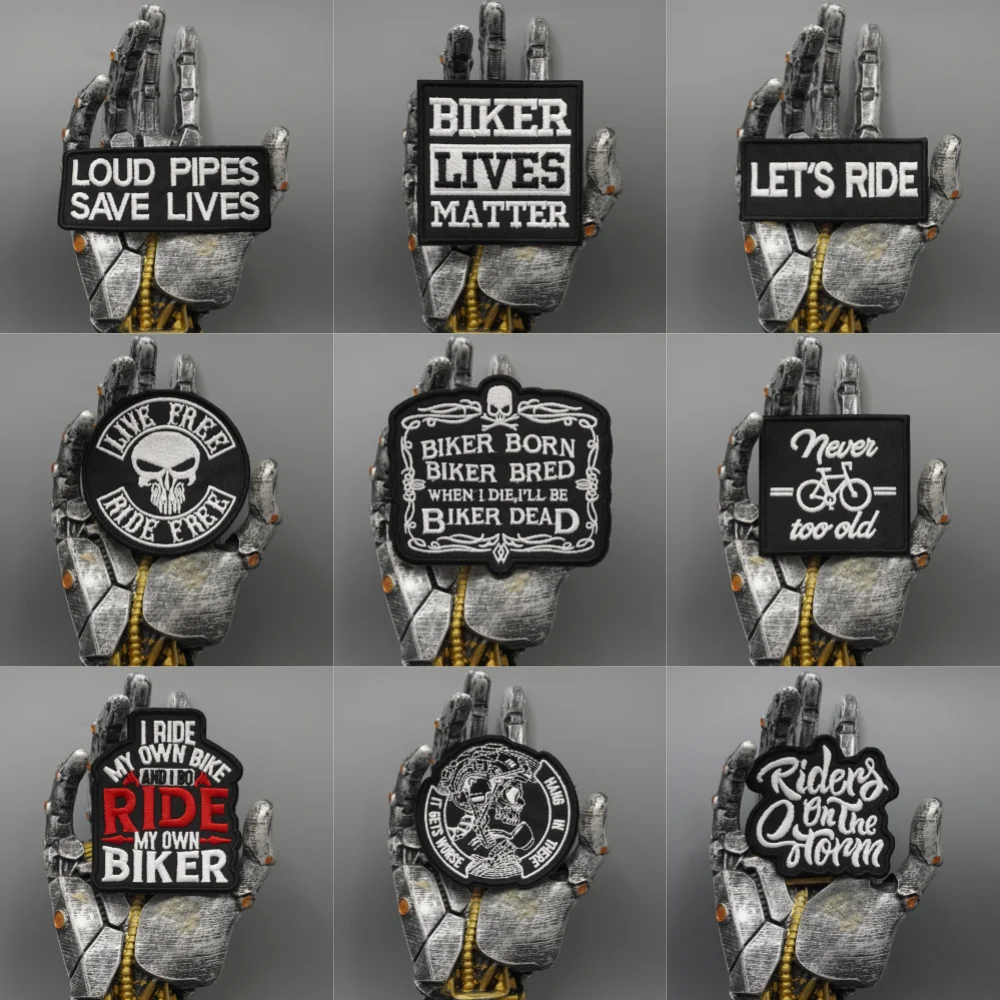 BIKER LIVES MATTER, Gestickter Aufnäher, Applikation zum Aufnähen, Punk-Biker-Band-Rock-Kleidungsetiketten, Klettverschluss oder zum Aufbügeln – Detail 1