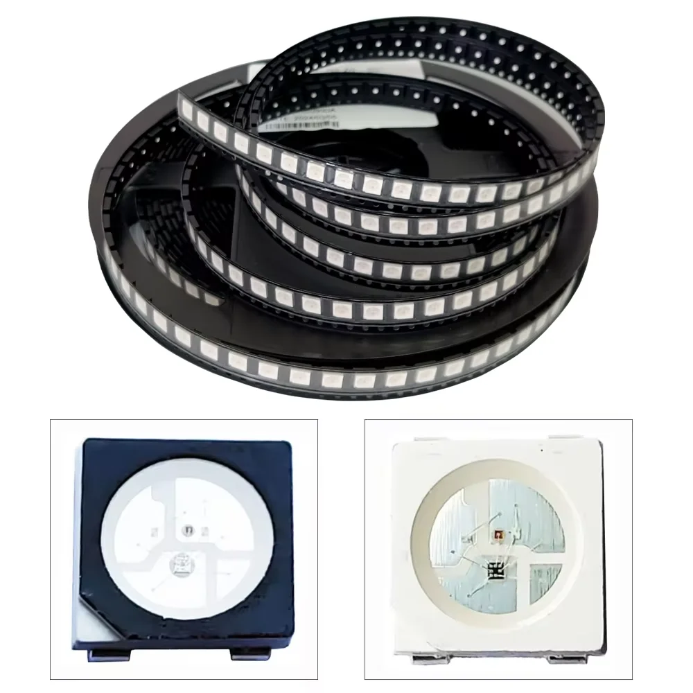 WS2812B 5050 RGB LED Chip 5-1000PCS - Individually Addressable Pixel Beads, Black/White PCB, 5V DC for LED Strip/Display Panel