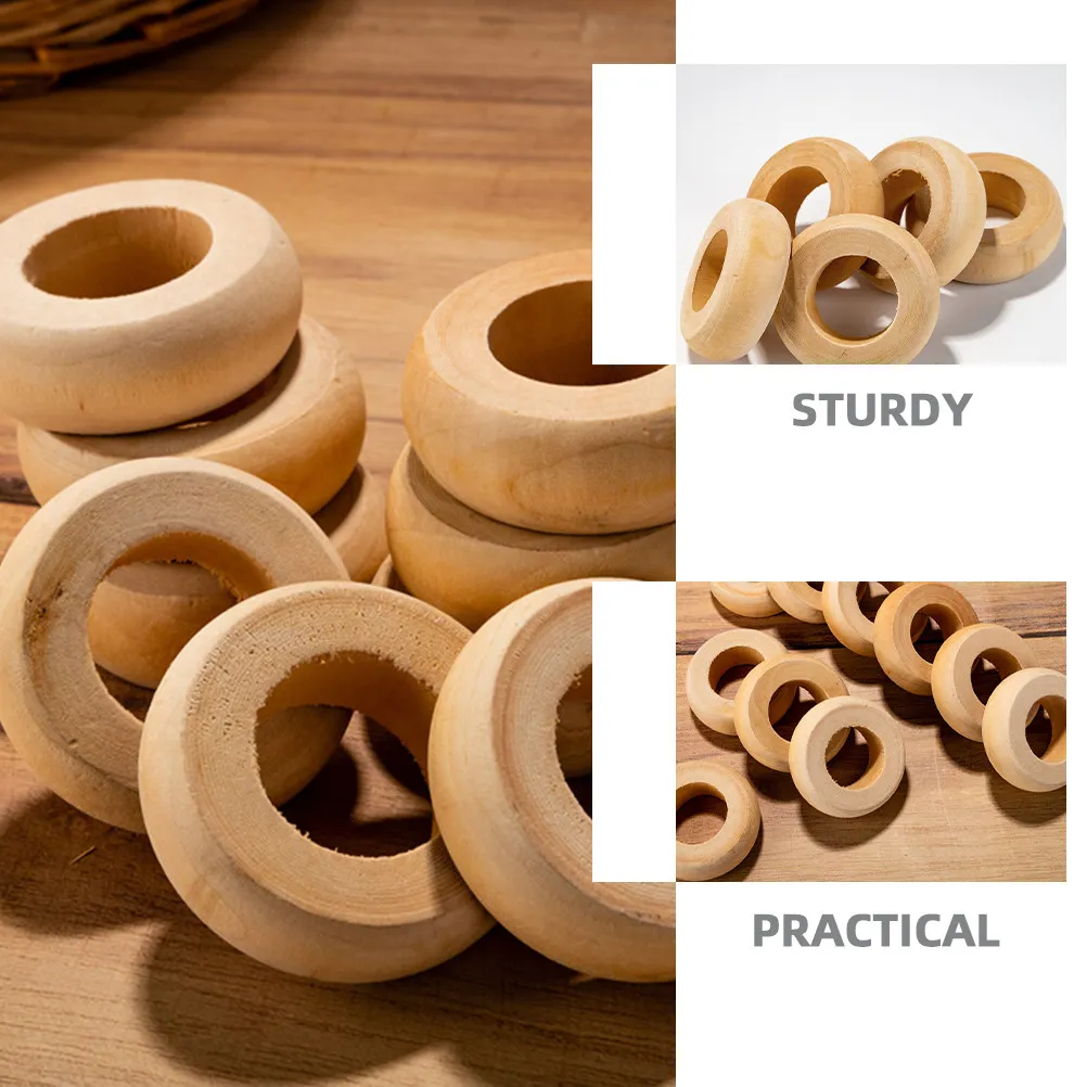 10Pcs Handcrafted Wooden Napkin Rings Rustic Decorative Napkin Buckles Elegant Table Setting Accessories for Home Dining Events
