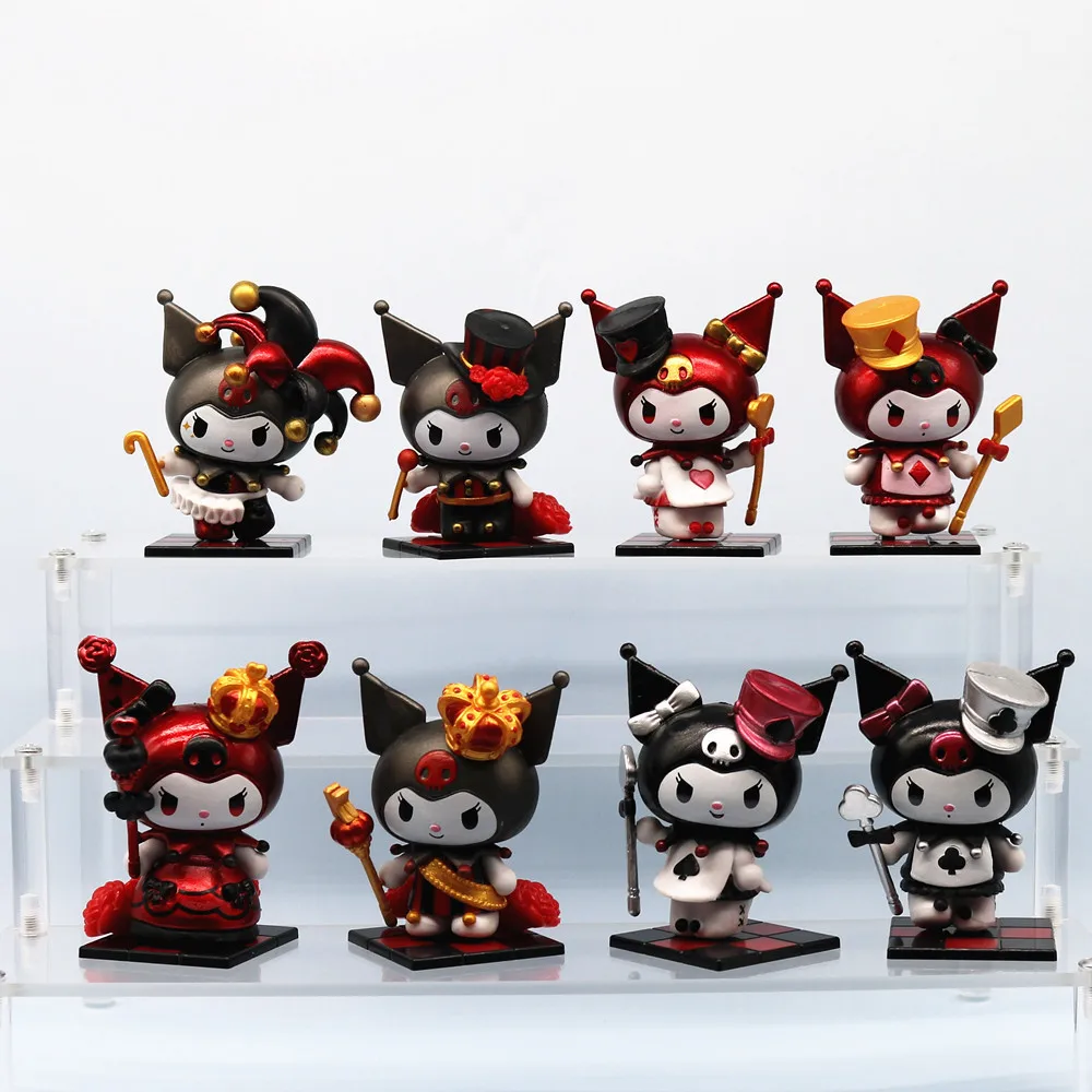 8ชิ้น/ล็อตการ์ตูนอะนิเมะSanrioโป๊กเกอร์Kingdom My Melody Kuromi Action Figureรูปปั้นคอลเลกชันตกแต่งบ้านของเล่นเด็กของขวัญ