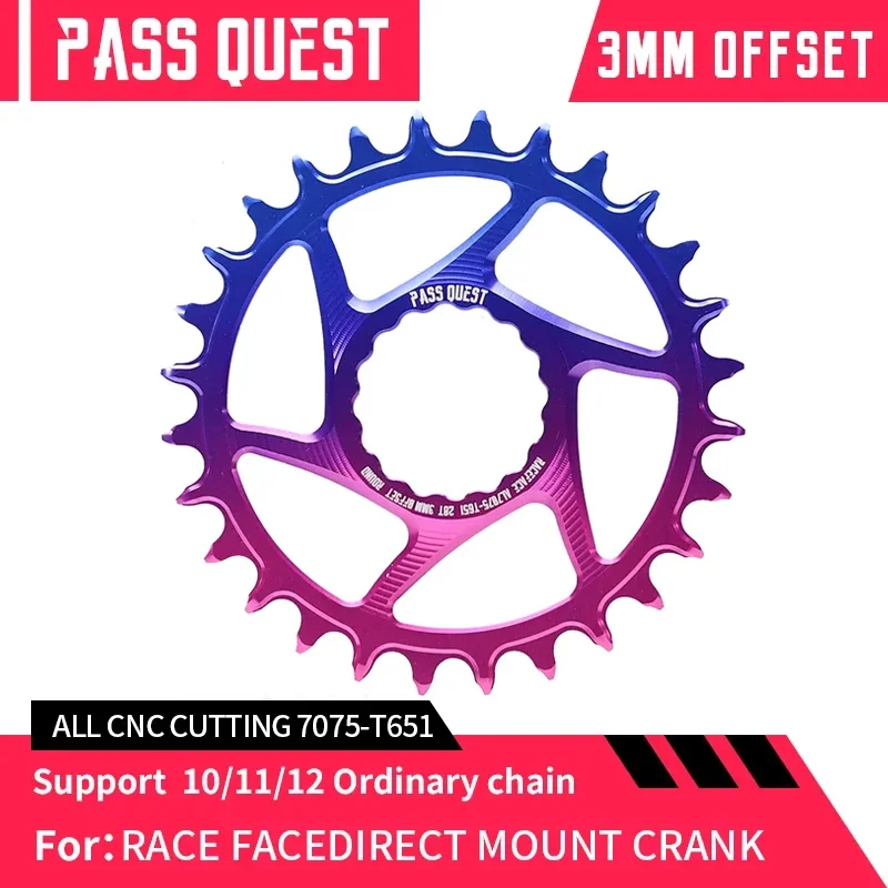 

PASS QUEST Raceface Crank 3mm Offest 1X Boost Compatible Gradient Two Tone Narrow Wide Chainring Direct Mount Crankset 28-38T