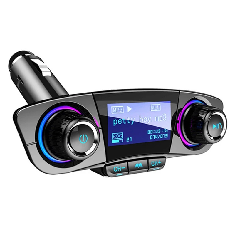 Car Bluetooth Audio MP3 Player FM Transmitter Dual USB Charger One Key Handsfree AUX TF Card U Disk 1.3Inch LED Display