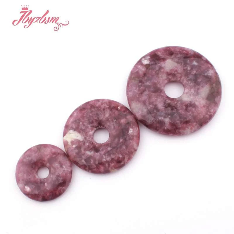 30,40,50mm Donut Rings Lepidolite Purple Natural Stone Beads For DIY Necklace Bracelet Pendant Jewelry Components Making 1 Pcs