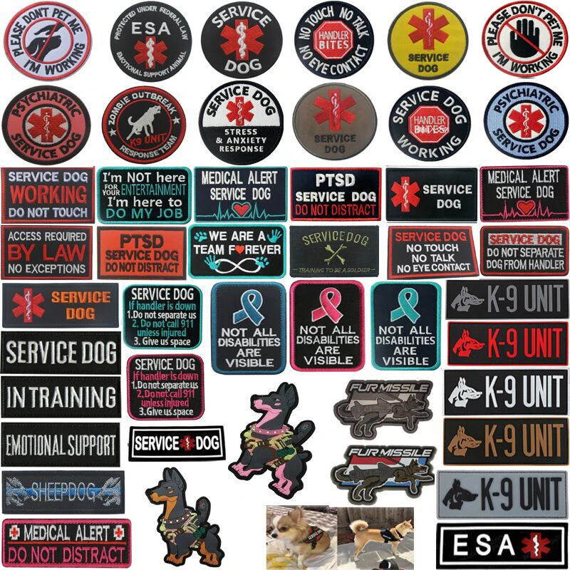 Service Dog Vest Patch Badge Tactical Hook Embroidery Patches Decorative Clothes Accessories Removable Insignia