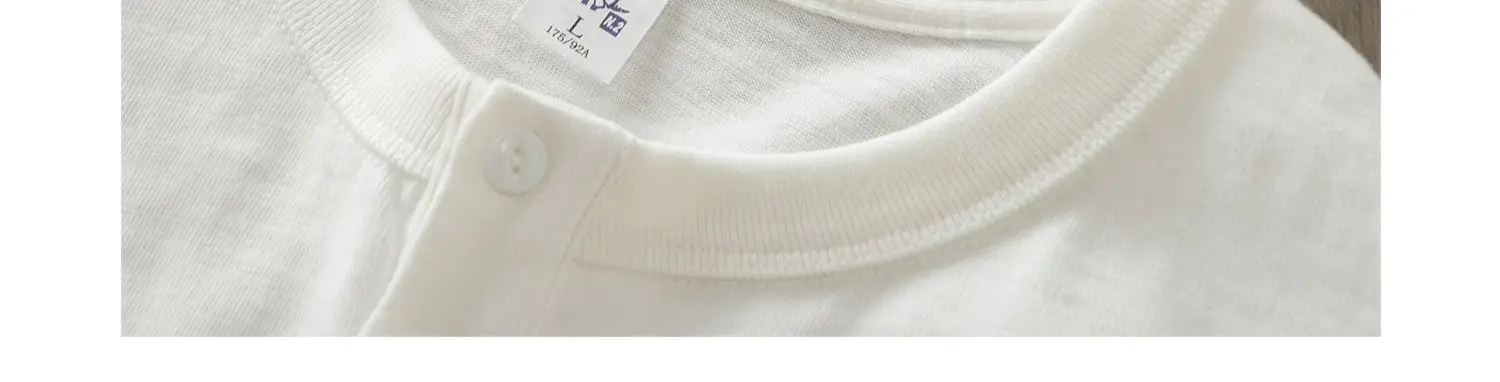 Dukeen 320G schweres T-Shirt aus 100 % Baumwolle mit Henley-Ausschnitt für Herren, langärmelig, Frühling und Herbst, lässige Oberteile, einfarbige Unterhemden – Detail 10