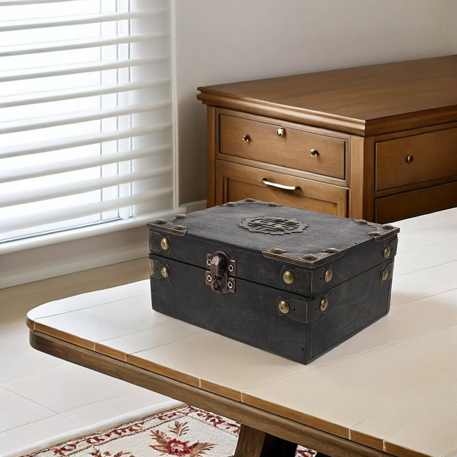 Vintage Wooden Puzzle Box Escape Room Treasure Chest Combination Lock Keepsake Organizer Jewelry Storage for Team Games