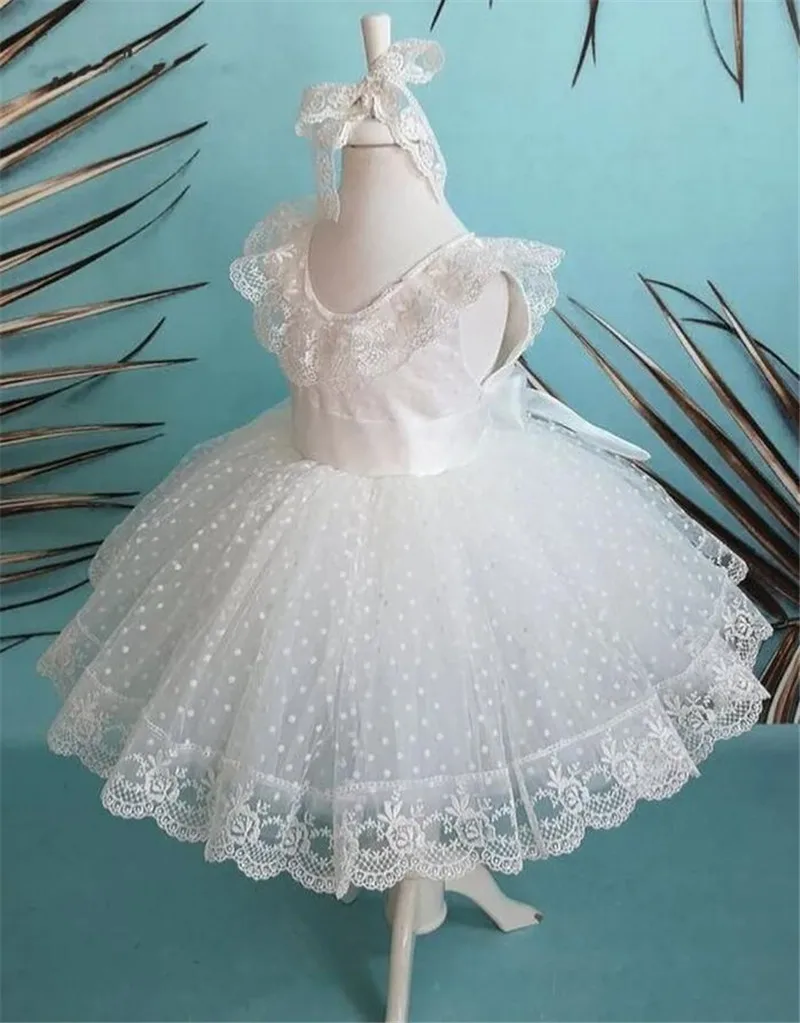 

Puffy Baby Girl Dress Lace Tulle Princess Dresses Party Gown Cute Kid Gown First Communion Dresses with Ribbon