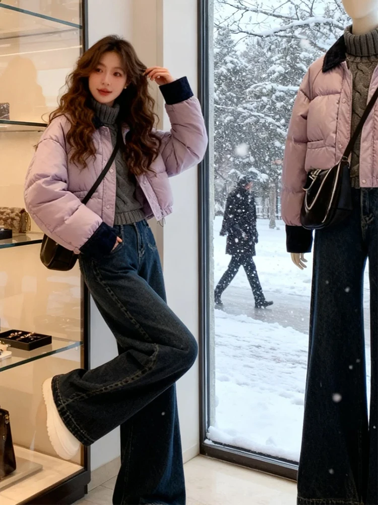 

Вязаный свитер из хлопкового джета Thiened, джинсы с высокой талией, комплект футболок для женщин, осень-зима, повседневный свитер с высоким воротником...