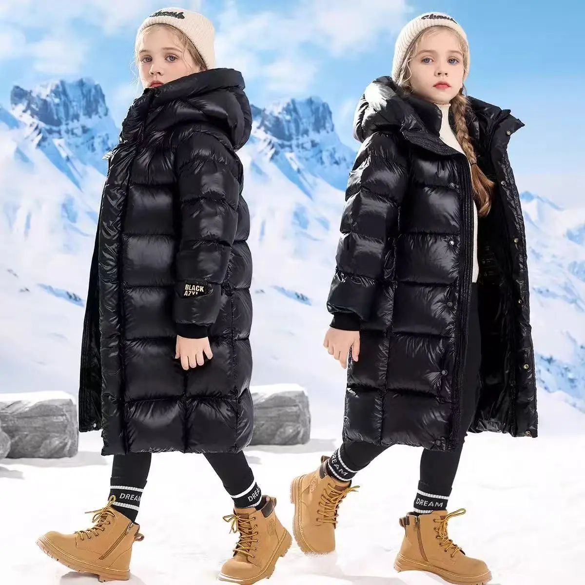 

Girls Winter Down Cotton Jacket Kid Printing Flower Clothes Loose Korean Version Coat Thicken Warm Snowsuit Child Outerwear
