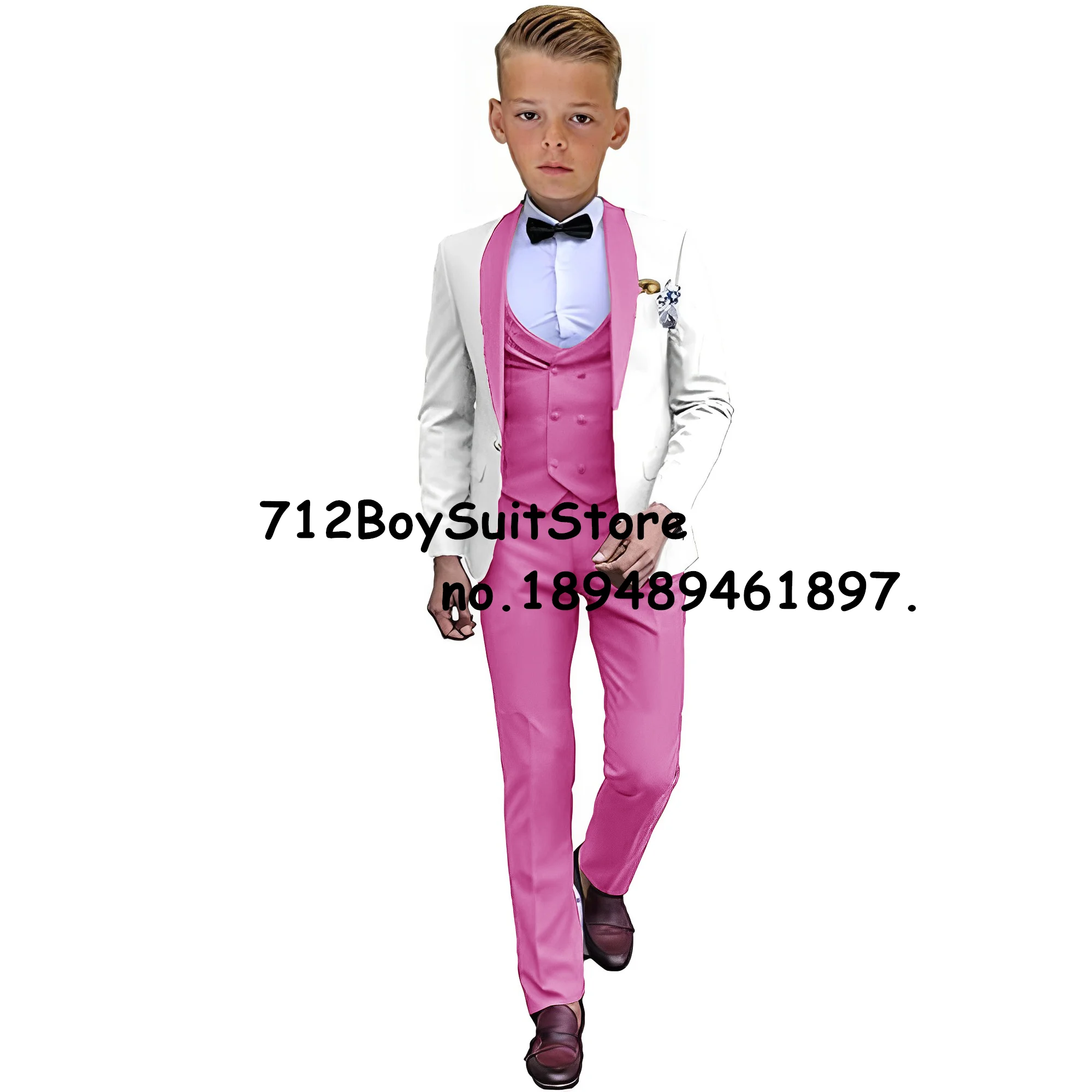 Blue Boys Suit Wedding Tuxedo Jacket Pants Vest 3 Pieces Set Fashionable 2-16 Years Old Kids Complete Clothes