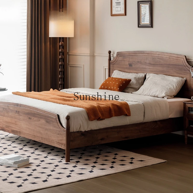 

Solid wood, Nordic retro simple 1.8 meters bed master bedroom home double