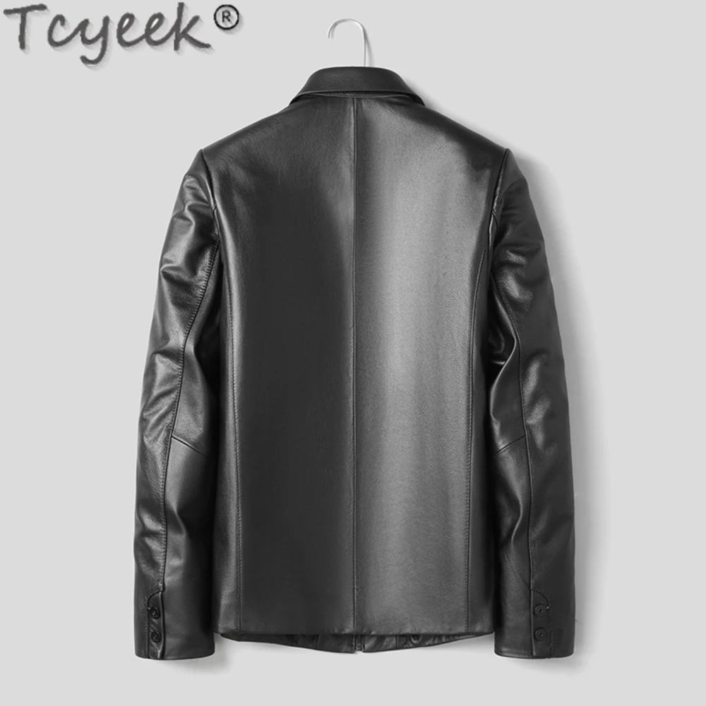 100% Tcyeek Genuine Leather Jacket Men Business Casual Top Layer Cowhide Coat Fashion Motocycle Jackets Spring Autumn Clothes