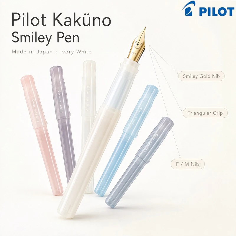Pilot Kakuno Dreamy Series Fountain Pen,Fine/Medium Smiley Nibs 0.4mm~0.7mm Translucent Barrel Stable Ink Flow For Daily Writing