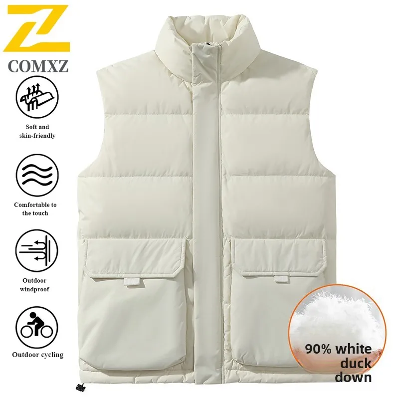 Mens Workwear Down Vest Spring Autumn American Style Quilted Sleeveless Jacket Thermal Padded Outdoor Leisure Sports Waistcoat
