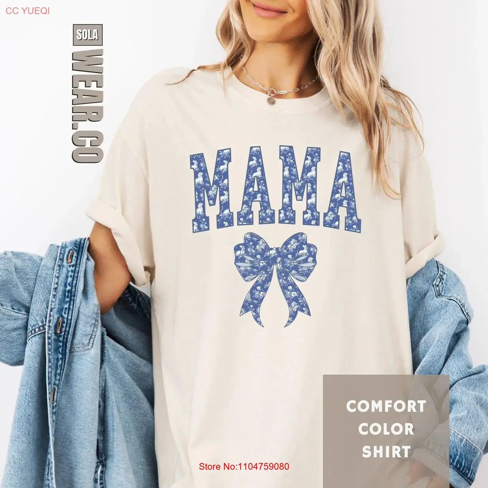Dachshund Mom T Shirt Doxie Chinoiserie for Dog Moms Mother's Day Blue Toile Trendy Mama Top Loving Mum vintage Washed homme